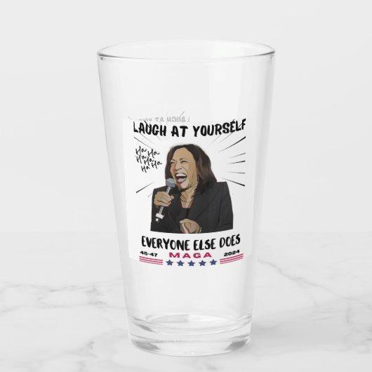 Kamala Harris Drink Glass Glas (Achterkant)
