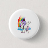 KAMALA HARRIS EENHOORN EN REGENBOOG RONDE BUTTON 3,2 CM (Voorkant)