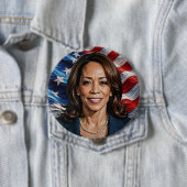 Kamala Harris en Amerikaanse vlag Ronde Button 4,0 Cm (In situ)