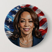 Kamala Harris en Amerikaanse vlag Ronde Button 4,0 Cm (Voorkant)