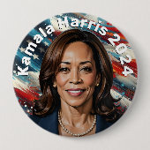 Kamala Harris en Amerikaanse vlag Ronde Button 4,0 Cm (Voorkant)