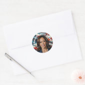 Kamala Harris en Amerikaanse vlag Ronde Sticker (Envelop)
