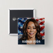 Kamala Harris en Amerikaanse vlag Vierkante Button 5,1 Cm (Voorkant /achterkant)
