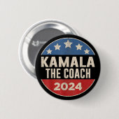 Kamala Harris en de coach Ronde Button 5,7 Cm (Voorkant /achterkant)