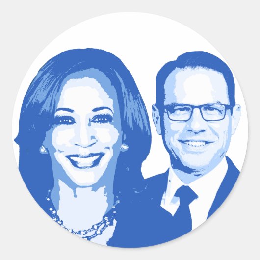Kamala Harris en Josh Shapiro Ronde Sticker (Voorkant)