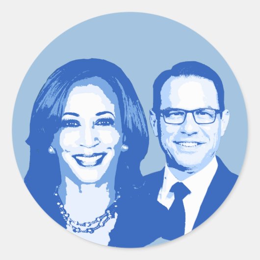 Kamala Harris en Josh Shapiro Ronde Sticker (Voorkant)