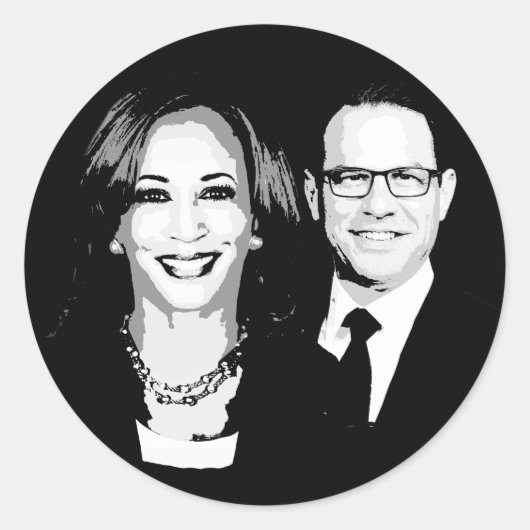 Kamala Harris en Josh Shapiro Ticket Ronde Sticker (Voorkant)