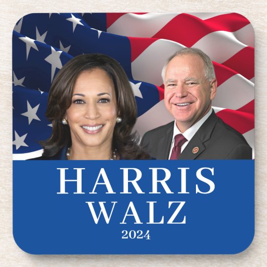 Kamala Harris en Tim Walz 2024 Bier Onderzetter (Voorkant)