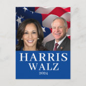 Kamala Harris en Tim Walz 2024 Briefkaart (Voorkant)