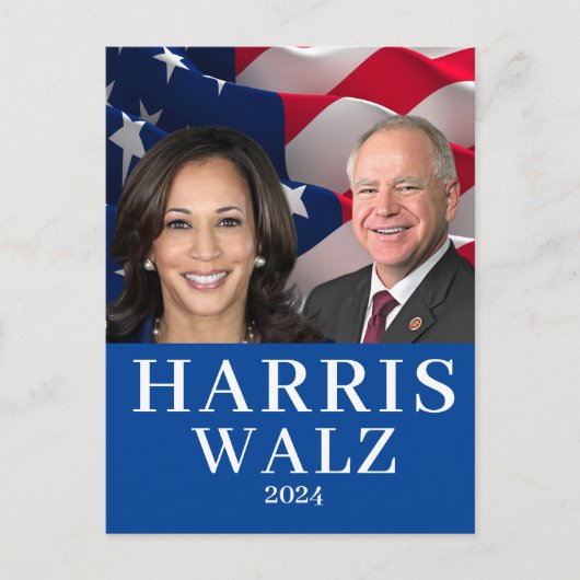 Kamala Harris en Tim Walz 2024 Briefkaart (Voorkant)