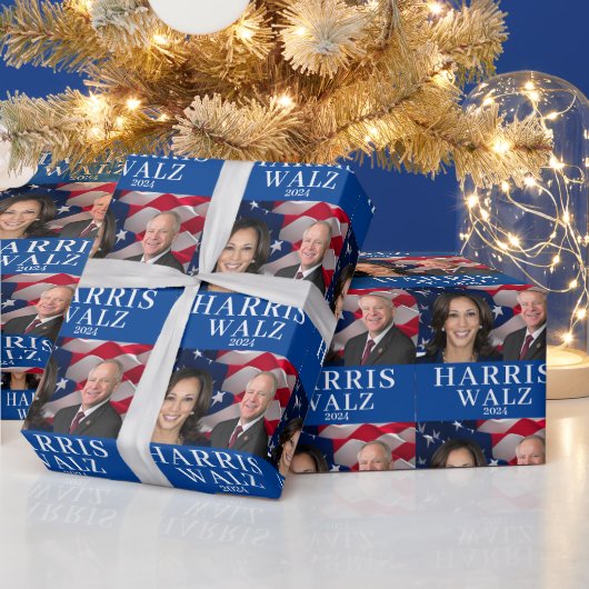 Kamala Harris en Tim Walz 2024 Cadeaupapier (Feestdagen)