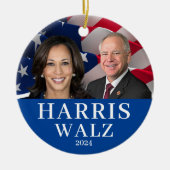 Kamala Harris en Tim Walz 2024 Keramisch Ornament (Voorkant)