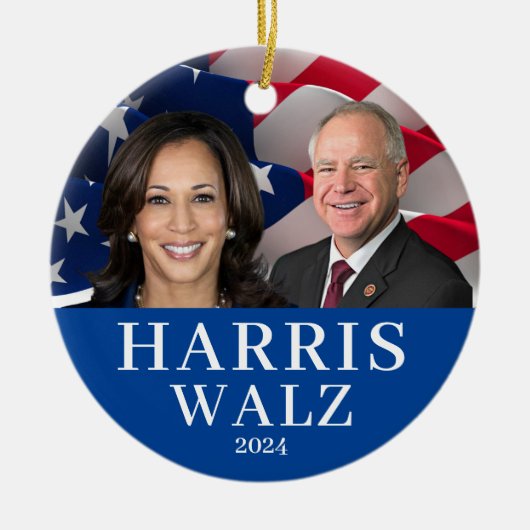 Kamala Harris en Tim Walz 2024 Keramisch Ornament (Voorkant)