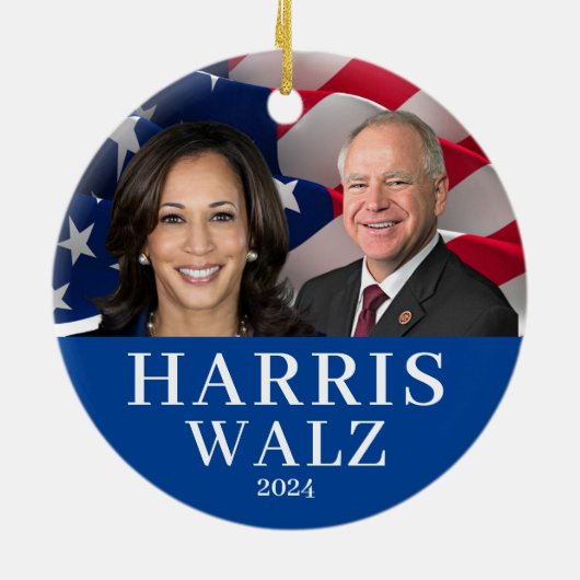 Kamala Harris en Tim Walz 2024 Keramisch Ornament (Achterkant)