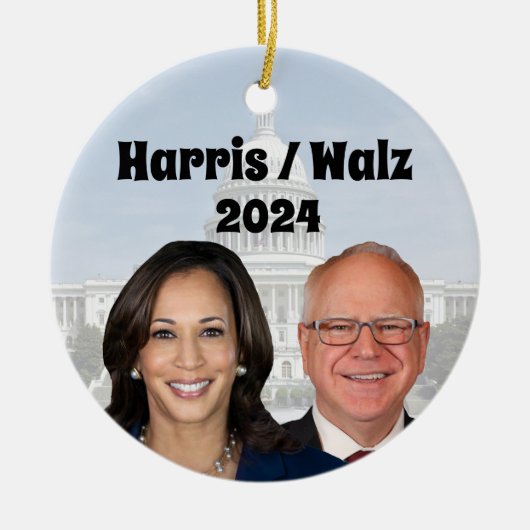 Kamala Harris en Tim Walz 2024 Keramisch Ornament (Voorkant)