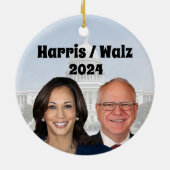Kamala Harris en Tim Walz 2024 Keramisch Ornament (Achterkant)