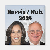 Kamala Harris en Tim Walz 2024 Magneet (Voorkant)