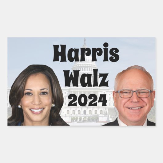 Kamala Harris en Tim Walz 2024 Rechthoekige Sticker (Voorkant)