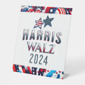 Kamala Harris en Tim Walz 2024 Reclamebord Met Voetstuk (Voorkant)