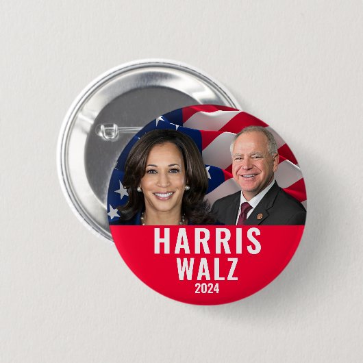 Kamala Harris en Tim Walz 2024 Ronde Button 5,7 Cm (Voorkant /achterkant)