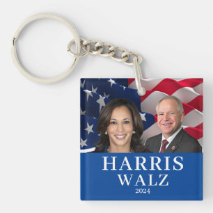 Kamala Harris en Tim Walz 2024 Sleutelhanger