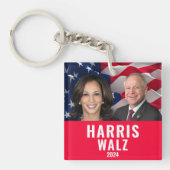 Kamala Harris en Tim Walz 2024 Sleutelhanger (voorkant)