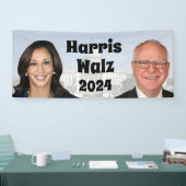 Kamala Harris en Tim Walz 2024 Spandoek (Beurs)