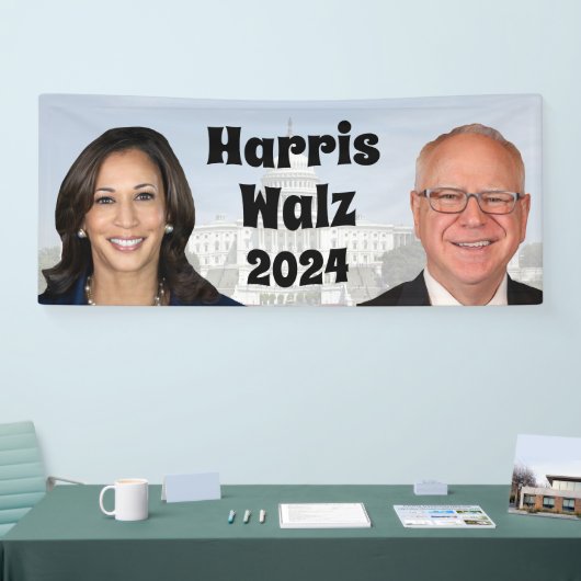 Kamala Harris en Tim Walz 2024 Spandoek (Beurs)