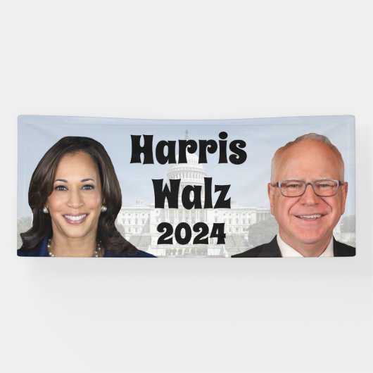 Kamala Harris en Tim Walz 2024 Spandoek (Horizontaal)