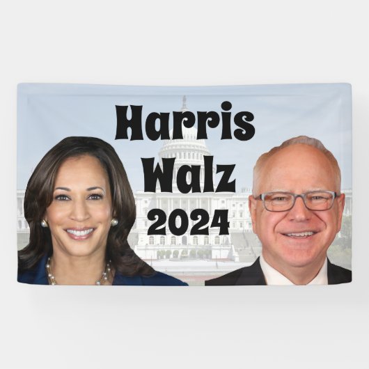 Kamala Harris en Tim Walz 2024 Spandoek (Horizontaal)