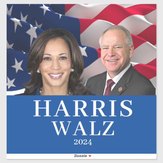 Kamala Harris en Tim Walz 2024 Sticker (Vel)