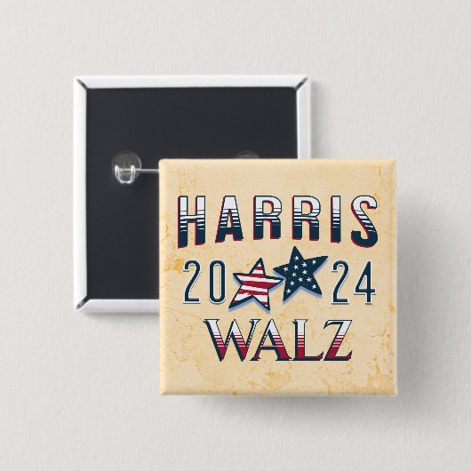 Kamala Harris en Tim Walz 2024 Vierkante Button 5,1 Cm (Voorkant /achterkant)