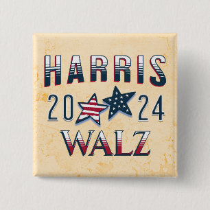 Kamala Harris en Tim Walz 2024 Vierkante Button 5,1 Cm