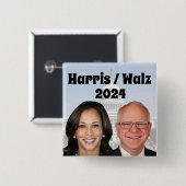 Kamala Harris en Tim Walz 2024 Vierkante Button 5,1 Cm (Voorkant /achterkant)