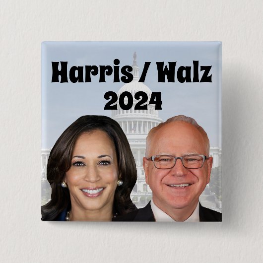 Kamala Harris en Tim Walz 2024 Vierkante Button 5,1 Cm (Voorkant)