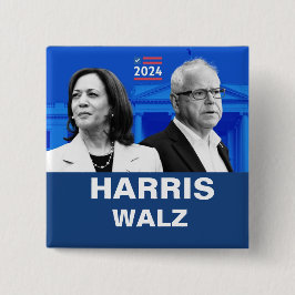 Kamala Harris en Tim Walz 2024 Vierkante Button 5,1 Cm