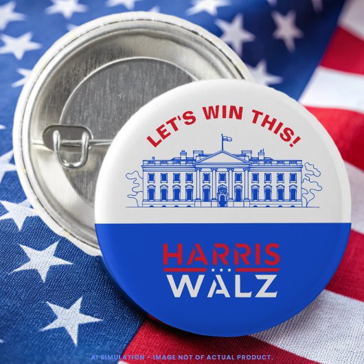 Kamala Harris en Tim Walz: Laten we dit winnen Ronde Button 3,2 Cm