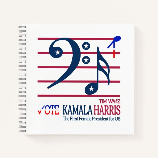 Kamala Harris en Tim Walz Notitieboek (Voorkant)