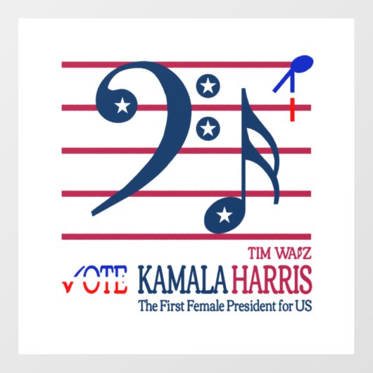 Kamala Harris en Tim Walz Raamsticker (Vel)