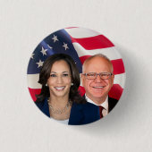 Kamala Harris en Tim Walz Ronde Button 3,2 Cm (Voorkant)