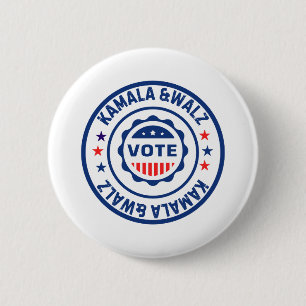 Kamala harris en walz 2024   Verkiezingen 2024 Ronde Button 5,7 Cm