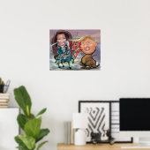Kamala Harris Fending off Beast of Lies Poster (Thuiskantoor)
