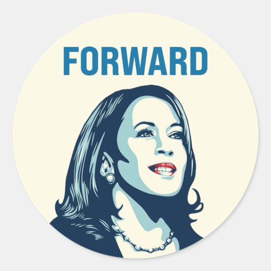 KAMALA HARRIS FORWARD RONDE STICKER (Voorkant)