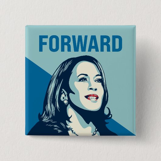 KAMALA HARRIS FORWARD VIERKANTE BUTTON 5,1 CM (Voorkant)