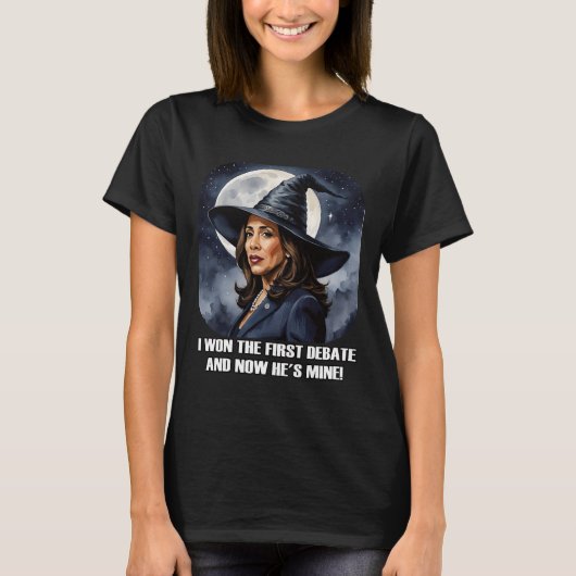 Kamala Harris Funny Debate Verkiezing 2024 gewonne T-shirt (Voorkant)