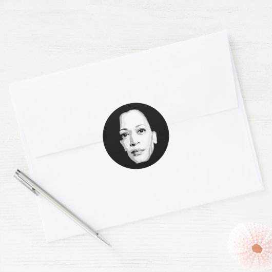 Kamala Harris Gezichtsprint Ronde Sticker (Envelop)