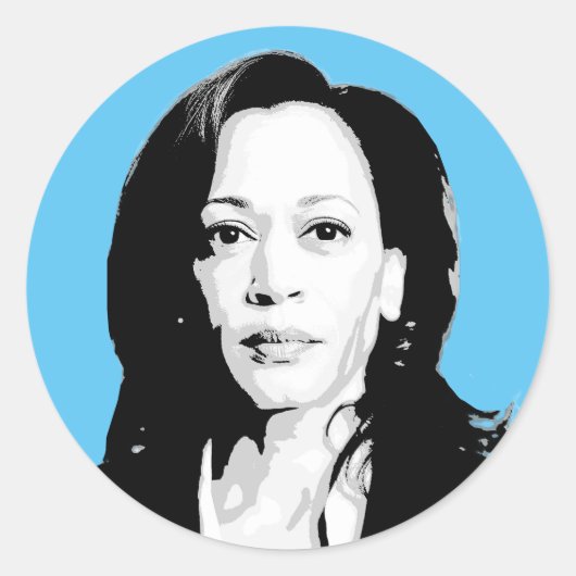 Kamala Harris Gezichtsprint Ronde Sticker (Voorkant)