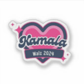Kamala Harris Girly Pink Hearts President Sticker (Voorkant)