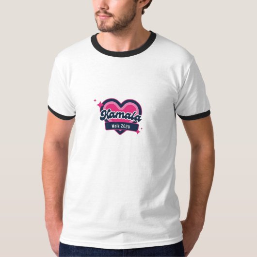 Kamala Harris Girly Pink Hearts President T-shirt (Voorkant)
