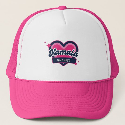 Kamala Harris Girly Pink Hearts President Trucker Pet (Voorkant)